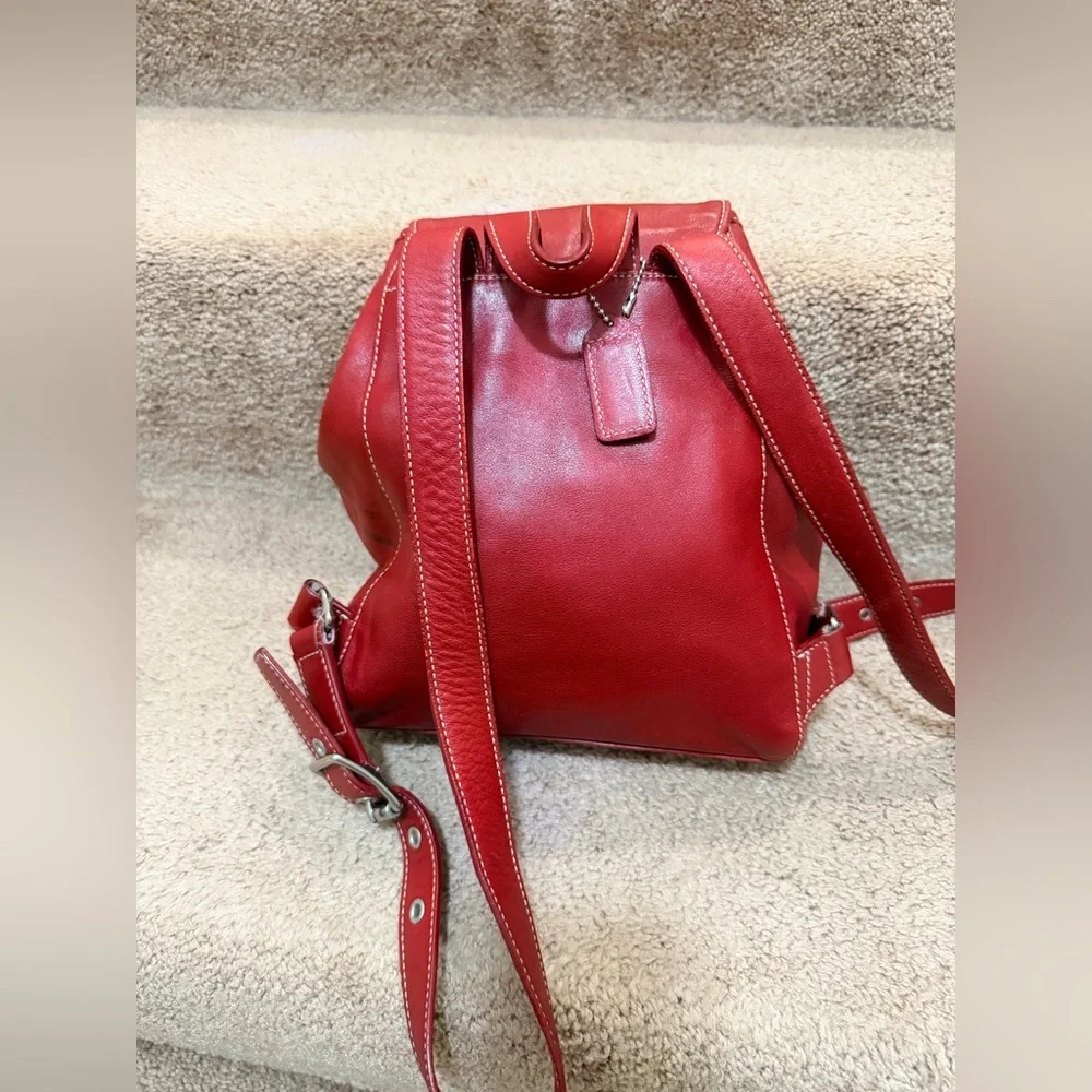 Vintage Coach Legacy Drawstring Leather Backpack dark red leather Style #9569